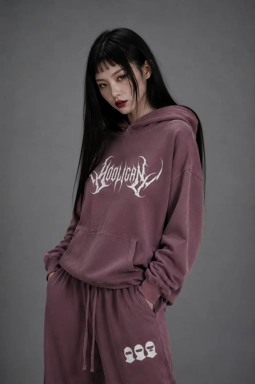 Hooligan Oversized Cropped Washed Hoodie