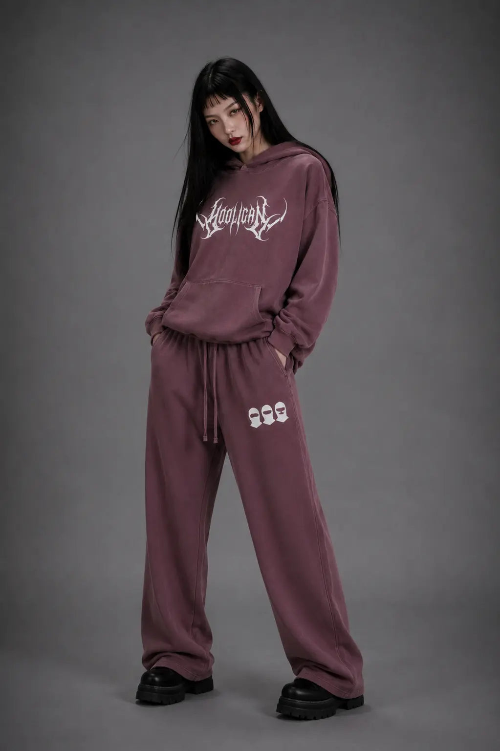 Hooligan Unisex Mid-Waist Drawstring Straight Pants