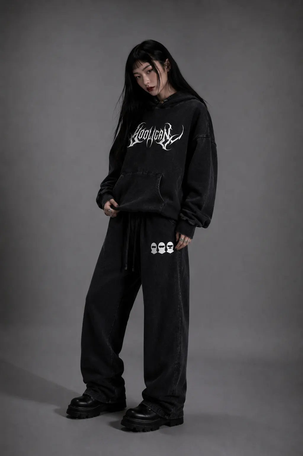 Hooligan Unisex Mid-Waist Drawstring Straight Pants