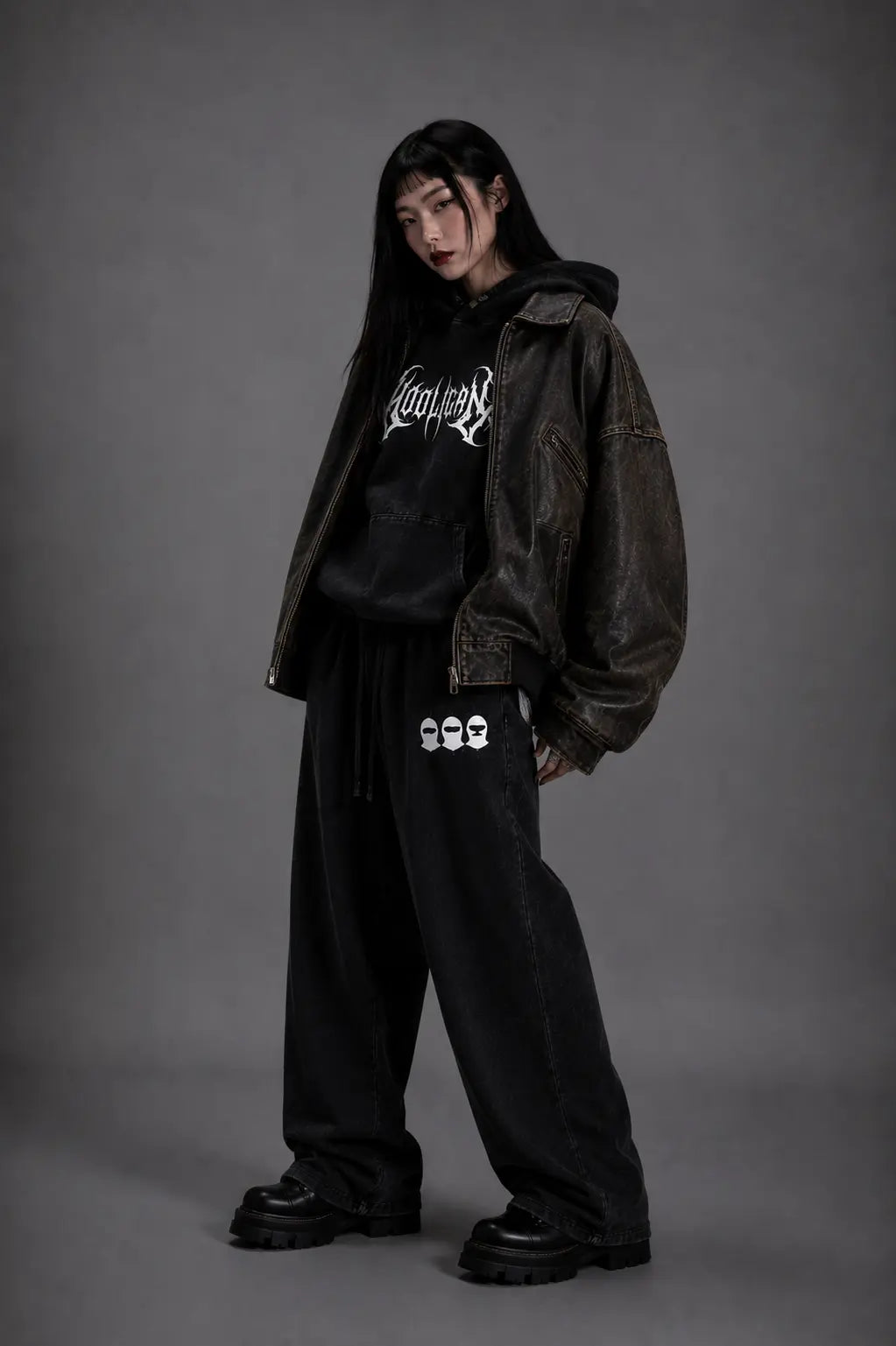 Hooligan Unisex Mid-Waist Drawstring Straight Pants