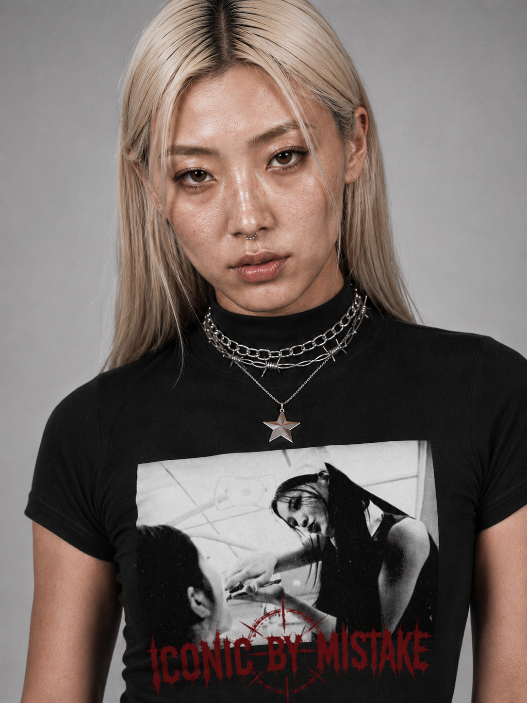 ICONIC BY MISTAKE Slim Fit Mock Neck T-Shirt