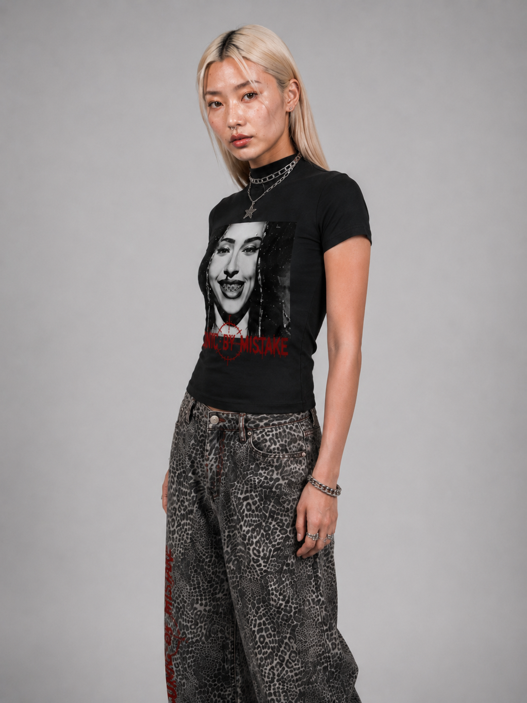 ICONIC BY MISTAKE Slim Fit Mock Neck T-Shirt