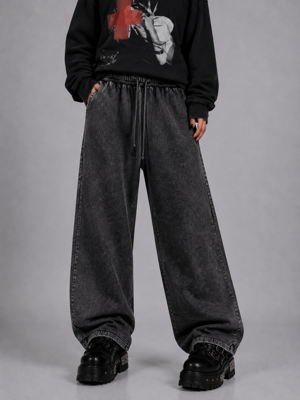 Snow Washed Straight Leg Pants