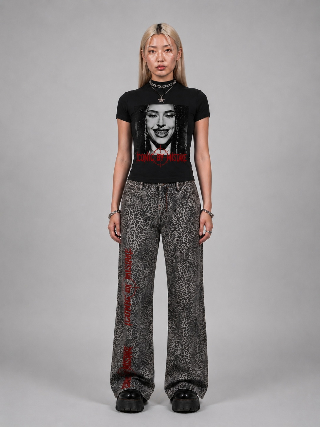 ICONIC BY MISTAKE Slim Fit Mock Neck T-Shirt